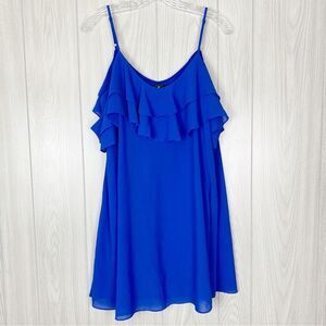 Lulus | Blue Ruffle Mini Shift Dress Size Large